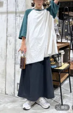 ニコアンド　カットアウトラグランBIG Tシャツ