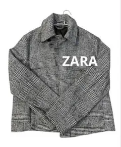ZARA ウール混合 チェック柄ジャケット コート　グレー　グレンチェックのサムネイル