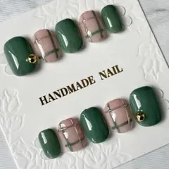 ハンドメイドネイルチップ✩.*˚ベリーショート✩.*˚ チェックネイル✩.*˚