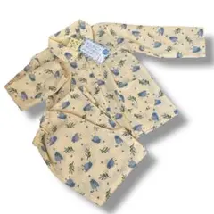 新品未使用　120 長袖　パジャマ 薄手　前開き リップル生地　女の子　鳥柄