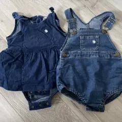 POLO Baby デニムワンピースとオーバーオールセット 70