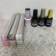 セリア、ダイソー、スリコ　ジェルネイル11本まとめ売りオーロラパウダー、パーツ
