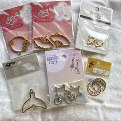 レジン枠&金属製ゴールドパーツ　6点セット