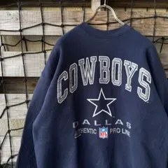 【至高の4段アーチロゴ】90s NFL ダラスカウボーイズ スウェット 紺のサムネイル