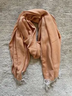 オレンジ コットンストール　手織り　モロッコ