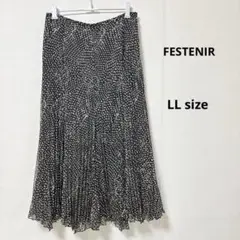 FESTENIR 総柄シアーロングスカート　LL ブラック　ドット　大きいサイズ