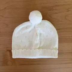 ベビー ニット帽子 ホワイト 40-42cm