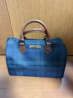 美品 ポロラルフローレン ミニボストンバッグ ブラックウォッチ PVCレザー