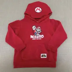 スーパーマリオ フード付きパーカー レッド　130cm