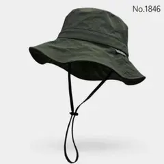 バケットハット グリーン あご紐付き UV対策 折りたたみ