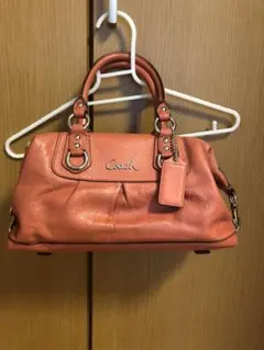 COACH 2way ボストンバッグ サーモンピンク