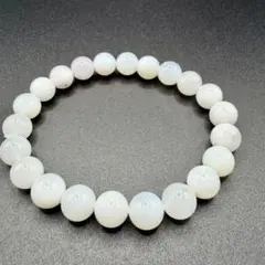 天然ホワイトオパール ブレスレット 粒径約8.5mm 約15cmミルキーカラー