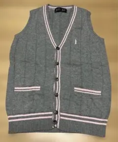 EAST BOYイーストボーイ　ライトグレー×ピンク　前開きベスト　サイズ9