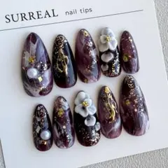 No.559【現品】ネイルチップ Ssize 振袖 成人式 花 水引 ニュアンス