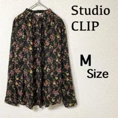 『スタディオクリップ』(M)＊長袖ブラウス＊シャツ＊花柄＊ブラック＊トップス＊