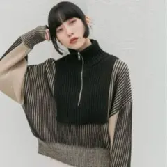 KBF ケービーエフ レイヤード ハーフZIP ニット