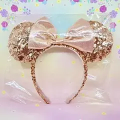 ディズニー ミニー カチューシャ スパンコール ピンク ベージュ