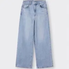 GU ハイウェストセミワイドジーンズ