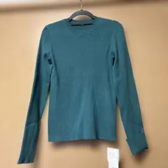 新品・タグ付きMila Owen オーガニッククルーネックニットトップスグリーン