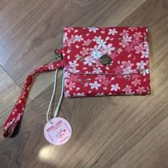 ハンドメイド 赤い花柄 コインケース