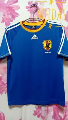 00s adidas サッカー 日本代表 Tシャツ ブルー ワッペン コットン