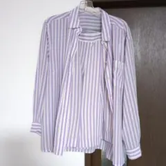 miss chloé 紫と白のストライプ 長袖シャツ 40