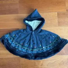 美品 familiar ニットポンチョ ケープ ネイビー 男女兼用 60-90