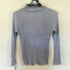 新品★グレー リブ編みハイネック　 長袖ニット　M~Lサイズ