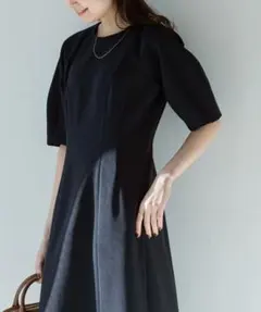 サイズ36　Noble　ダブルツイルコクーンワンピース　ネイビー