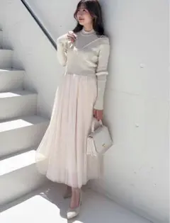 マーキュリーデュオ　チュールドッキング2WAYニットワンピース Ｍ アイボリー