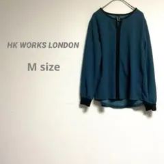 エイチケーワークスロンドン 長袖ブラウス M 厚手 ダークグリーン ビジュー