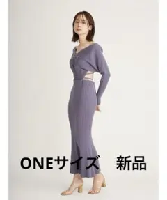 スナイデル SNIDEL カッティングオープンニットワンピース DBLU 新品