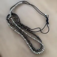 ブラックシルバービーズネックレス