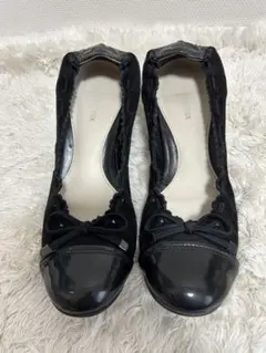 FLAVOR MIEUX パンプス 24EE 黒 エナメル×スエード