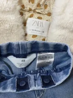 ZARA ファー付きベストとデニムパンツセット 12-18ヶ月