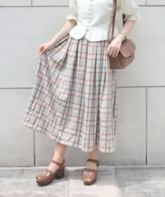 Fi.n.t チェック柄フレアロングスカート