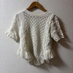 ZARA アイボリー 半袖ニット M