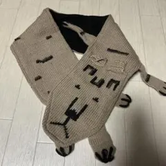〇 【新品未使用】 動物顔ニットマフラー ベージュ