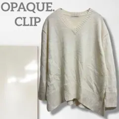k4【オペークドットクリップ】ニット/Vネック ゆるだぼ 重ね着 白 アルパカ混