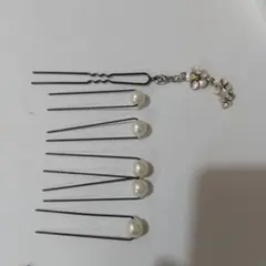 花モチーフと パール ヘアピン 6本セット