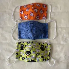 動物デザインの布製マスク3枚セット