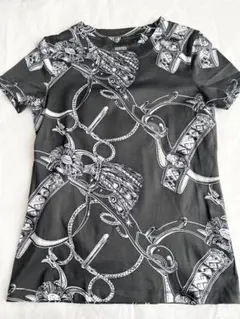 未使用品HERMESコットンプリントTシャツダークグレー36ピコタンバーキンのサムネイル