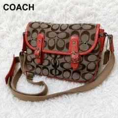 COACH コーチ シグネチャー ショルダーバッグ オレンジ 斜め掛け オレンジのサムネイル