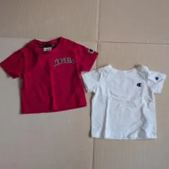 エンジェルスロゴ赤TシャツとChampion白Tシャツセット