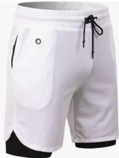 ホワイト ショートパンツ メンズ スポーツウェア　XXL ランニング