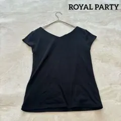 【ロイヤルパーティー】Vネック カットソー Tシャツ (Ｆ) 黒 シンプルのサムネイル