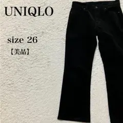 UNIQLO ベルベットパンツ 黒 サイズ26 美品 上品 コーデュロイ キレイ