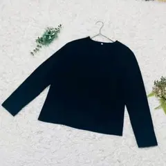 【ムジルシリョウヒン】クルーネックカーディガン❣️裏フリース ボタン 長袖 黒 M