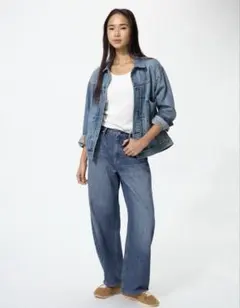 と*も様 UNIQLO バギーカーブジーンズ ブルー 24