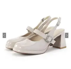 ビジューストラップエナメルパンプス gd1719 アイボリー ピンク GRL